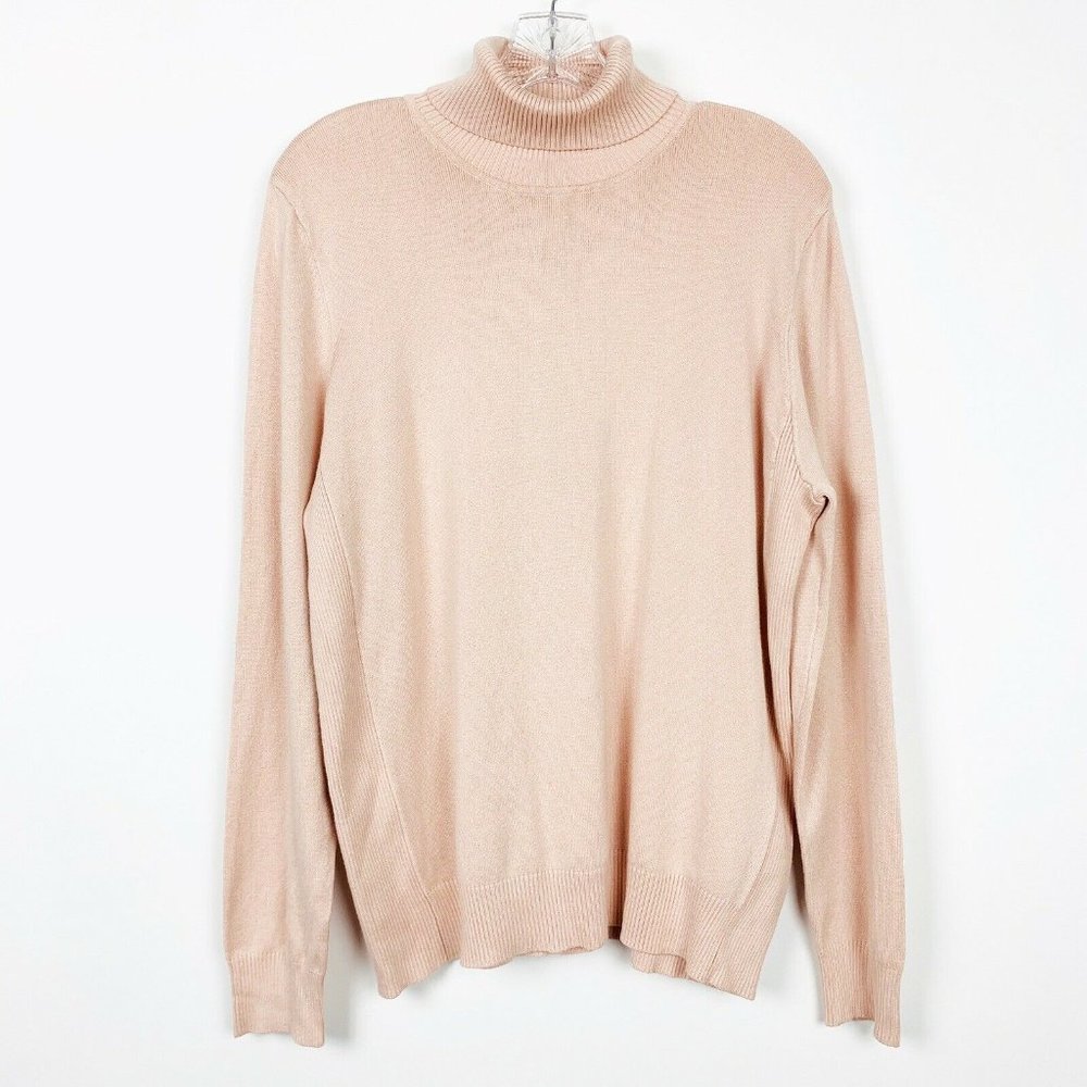 Joseph A. Soft Rose Quartz Turtleneck Sweater XL